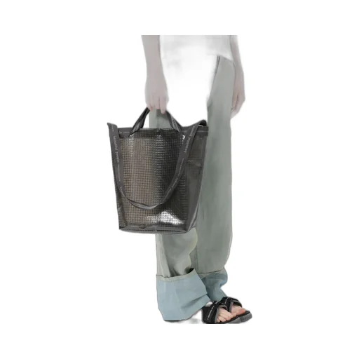 Plaid Vinyl Logo Tape Shoulder Bag / Blk