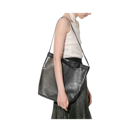 Plaid Vinyl Logo Tape Shoulder Bag / Blk
