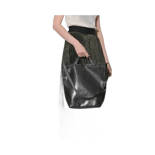 Plaid Vinyl Logo Tape Shoulder Bag / Blk