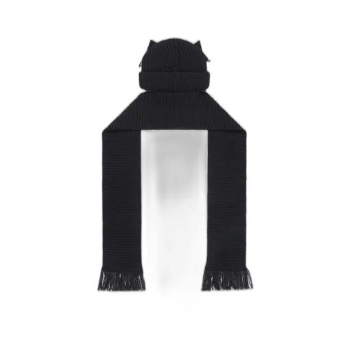 Chunky Ears Beanie Scarf/Black
