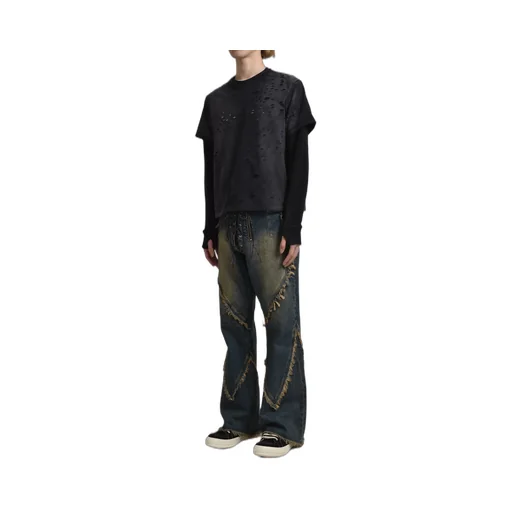 Fringe Denim Pants / Ind