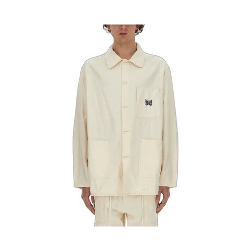 Needles Logo Embroidered Long-Sleeved Overshirt