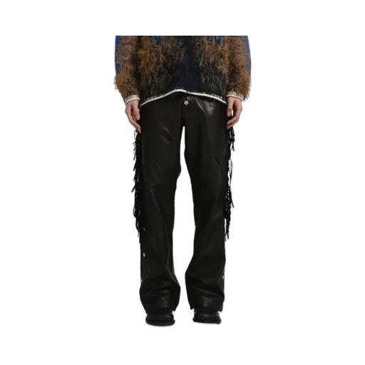 Leather Fringe Pants / Black