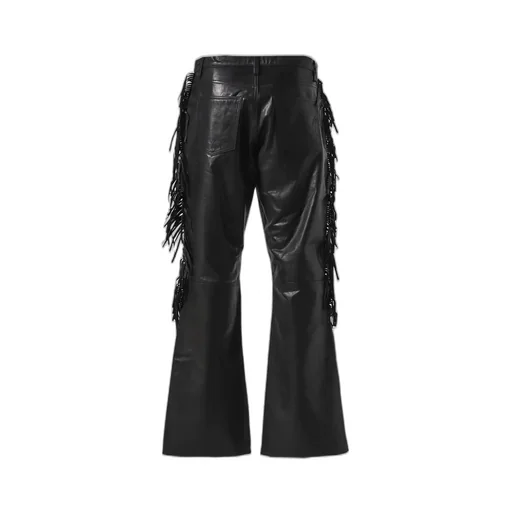 Leather Fringe Pants / Black