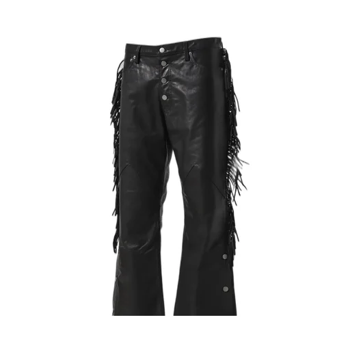 Leather Fringe Pants / Black