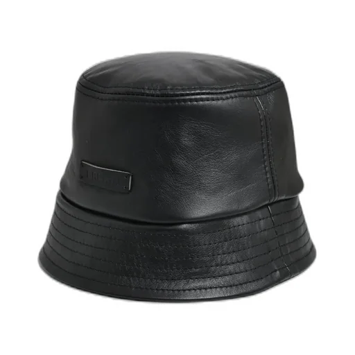 Newrich Leather Bucket Hat / Blk