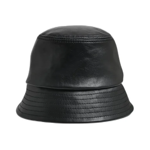 Newrich Leather Bucket Hat / Blk