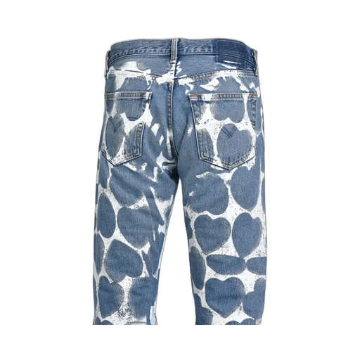 Heart Printed Denim Blu
