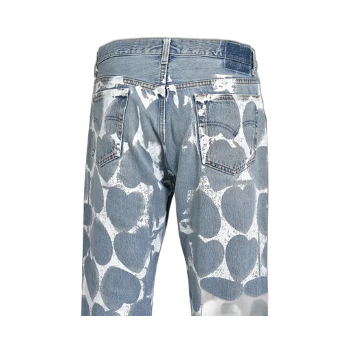 Heart Printed Denim Blu