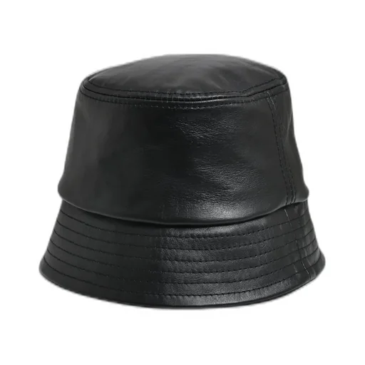 Newrich Leather Bucket Hat / Blk