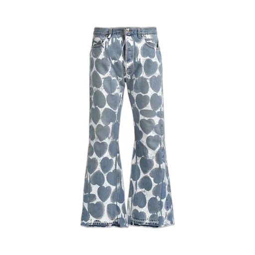 Heart Printed Denim Blu