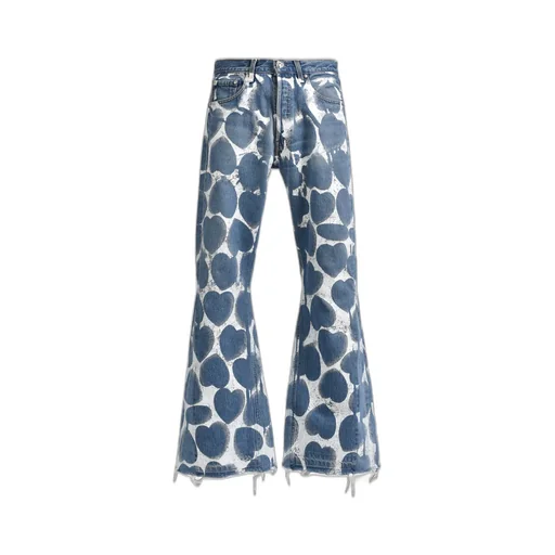 Heart Printed Denim Blu