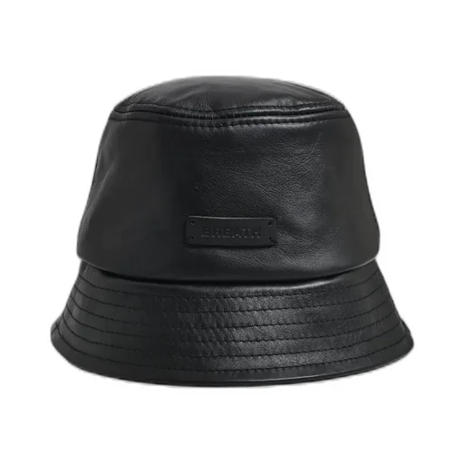 Newrich Leather Bucket Hat / Blk
