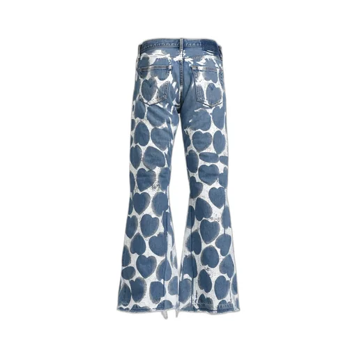Heart Printed Denim Blu