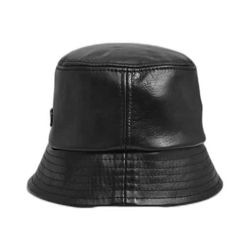 Newrich Leather Bucket Hat / Blk
