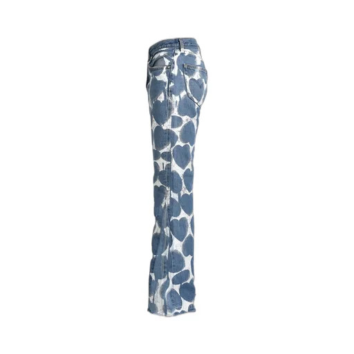 Heart Printed Denim Blu