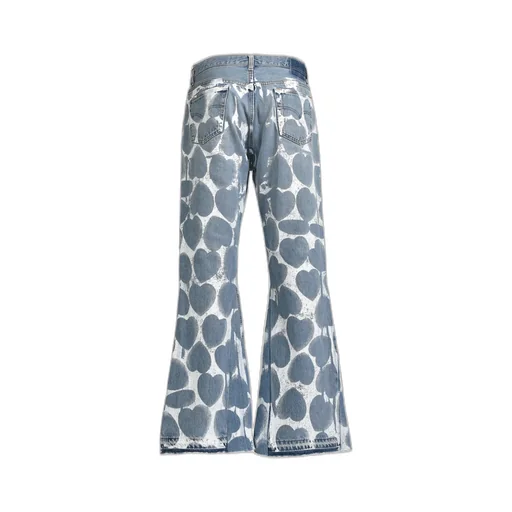 Heart Printed Denim Blu