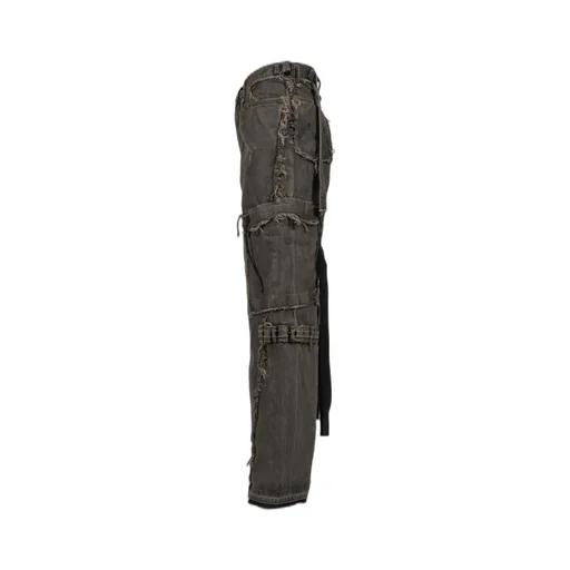 Cut Off Slash Seam Twist Cargo Jeans / Dust Gry