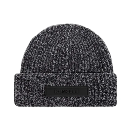 Moncler Logo Patch Ribbed Beanie