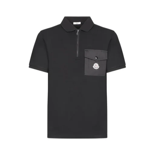 Moncler Logo Patch Zip Detailed Polo Shirt