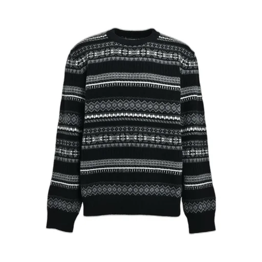 Fair Isle Crew Neck Sweater / Blk Mono