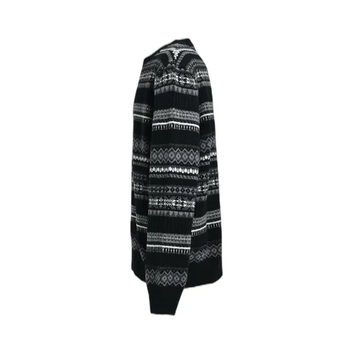 Fair Isle Crew Neck Sweater / Blk Mono