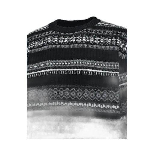 Fair Isle Crew Neck Sweater / Blk Mono