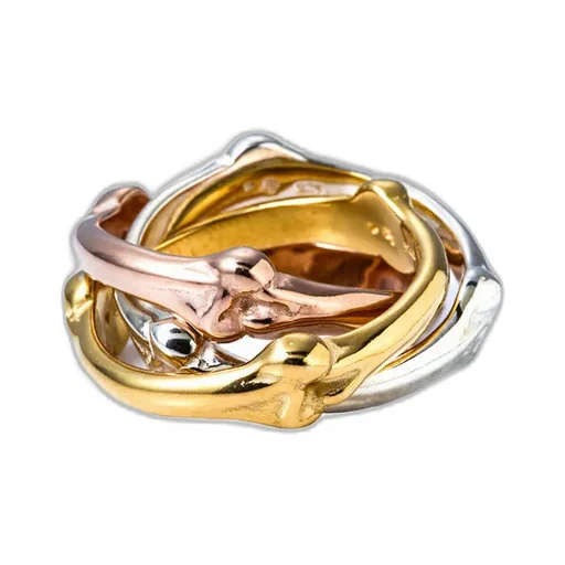 Bone Shaped Trinity Ring / Sil