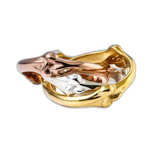 Bone Shaped Trinity Ring / Sil