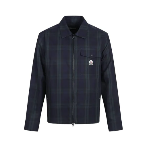 Moncler Checked Detailed Zip-Up Shirt