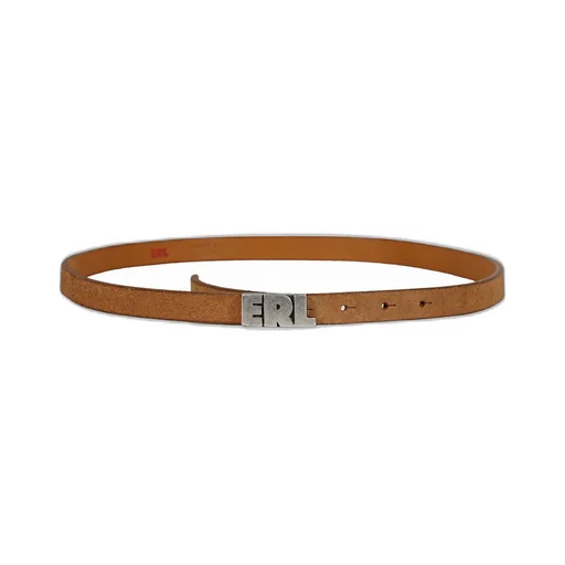 Erl Logo Skinny Leather Belt / Tanned
