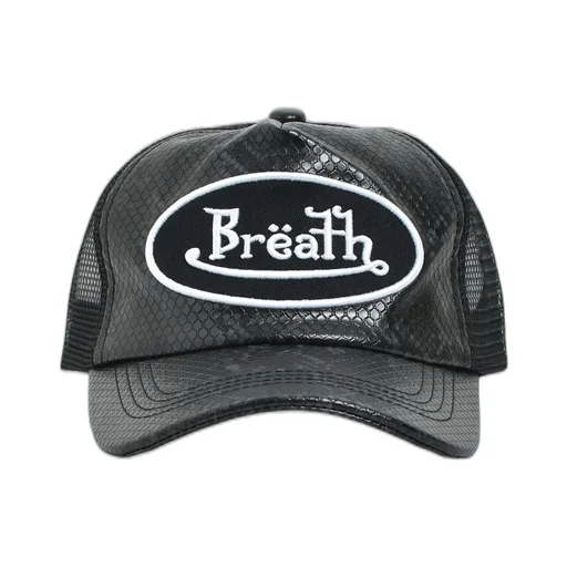 Faux Snake Leather Cap / Black