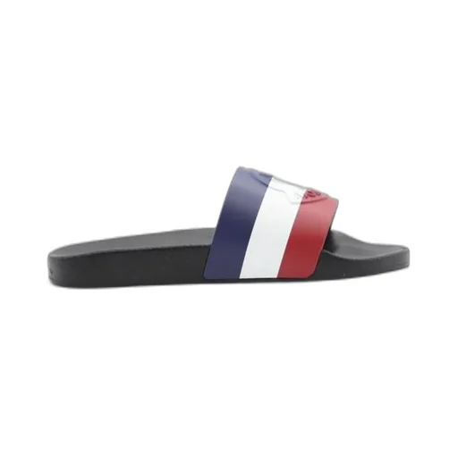 Moncler Logo Embossed Striped Slip-On Slides