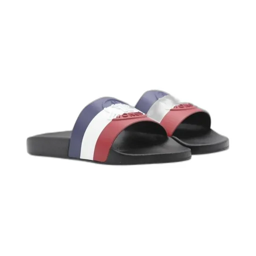 Moncler Logo Embossed Striped Slip-On Slides