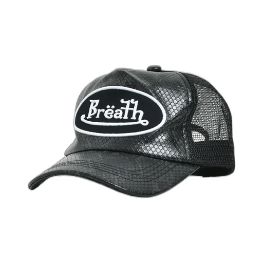 Faux Snake Leather Cap / Black