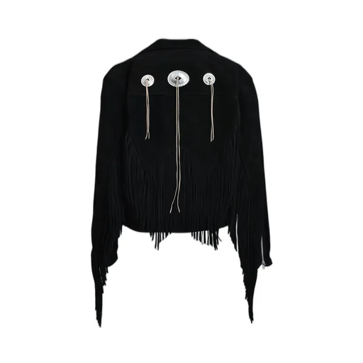 Leather Fringe Riders Jacket / Blk