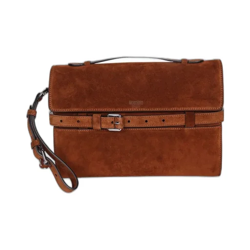 Moschino Foldover Top Buckled Clutch Bag