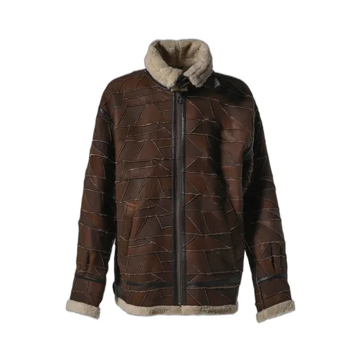 Gusa Patchwork Shearling Jkt / Brw