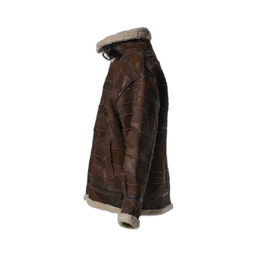 Gusa Patchwork Shearling Jkt / Brw