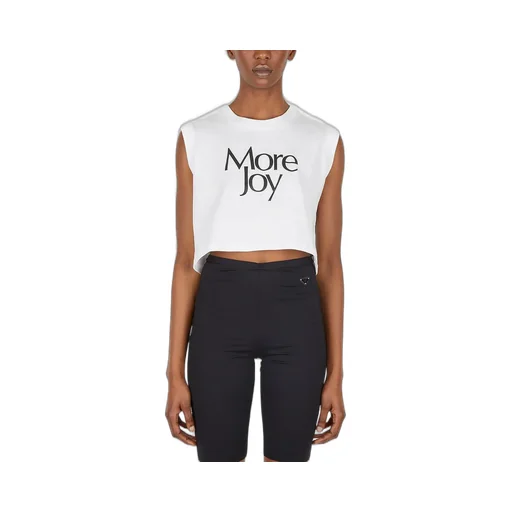 More Joy By Christopher Kane Logo Printed Cropped Top