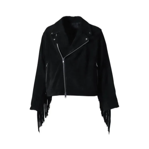 Leather Fringe Riders Jacket / Blk