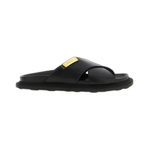 Moschino Logo Plaque Cross-Strap Sandals