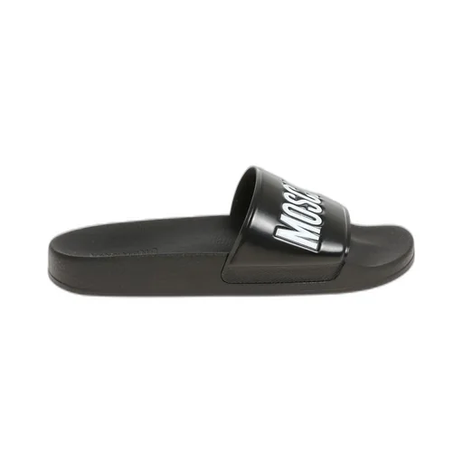 Moschino Logo Embossed Almond Toe Slides