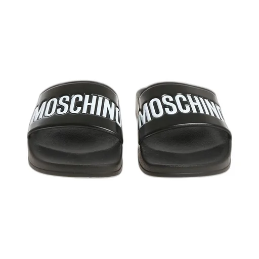 Moschino Logo Embossed Almond Toe Slides
