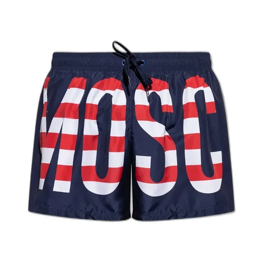 Moschino Logo-Printed Drawstring Swim Shorts