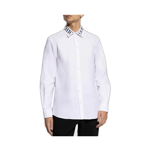 Moschino Slogan Embroidered Curved Hem Shirt