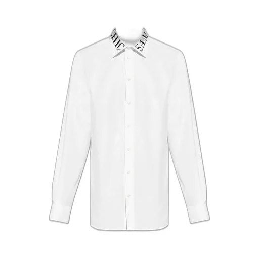 Moschino Slogan Embroidered Curved Hem Shirt