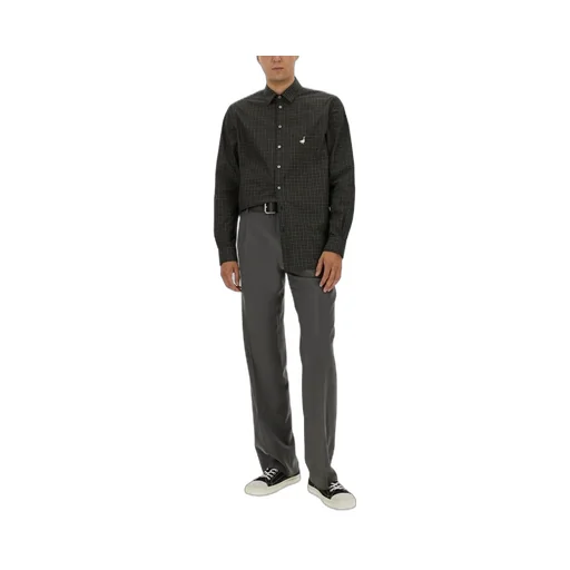 Moschino Goose Embroidered Checked Shirt