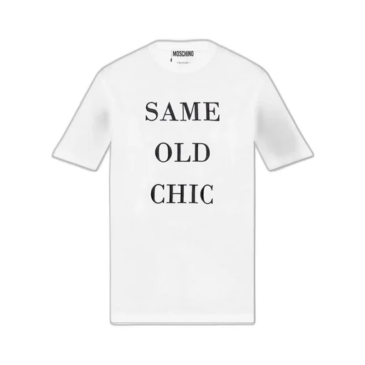 Moschino Slogan Printed Crewneck T-Shirt