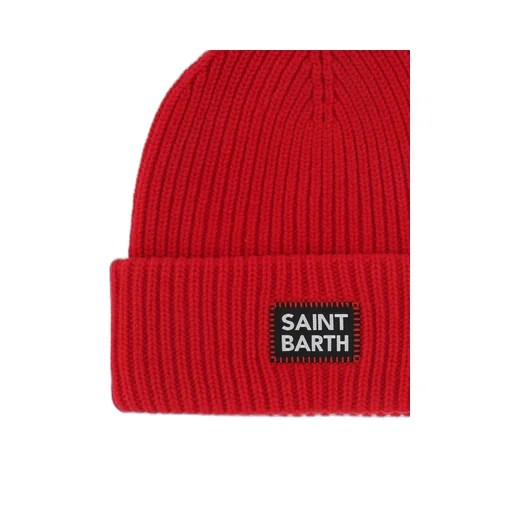 Mc2 Saint Barth Berry Logo Patch Knitted Beanie